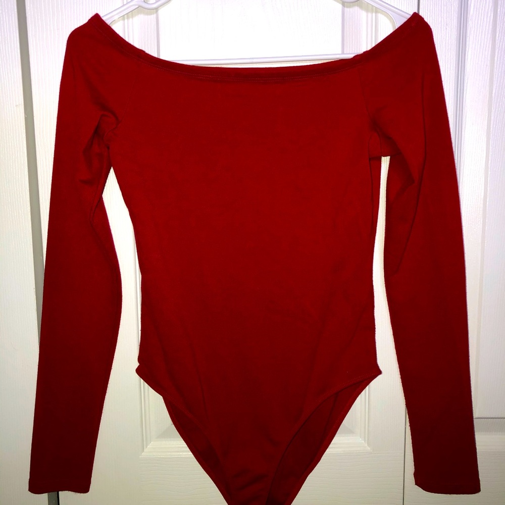 Red Off The Shoulder Body Suit
